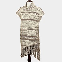 FRINGE TRIM TUNIC SWEATER